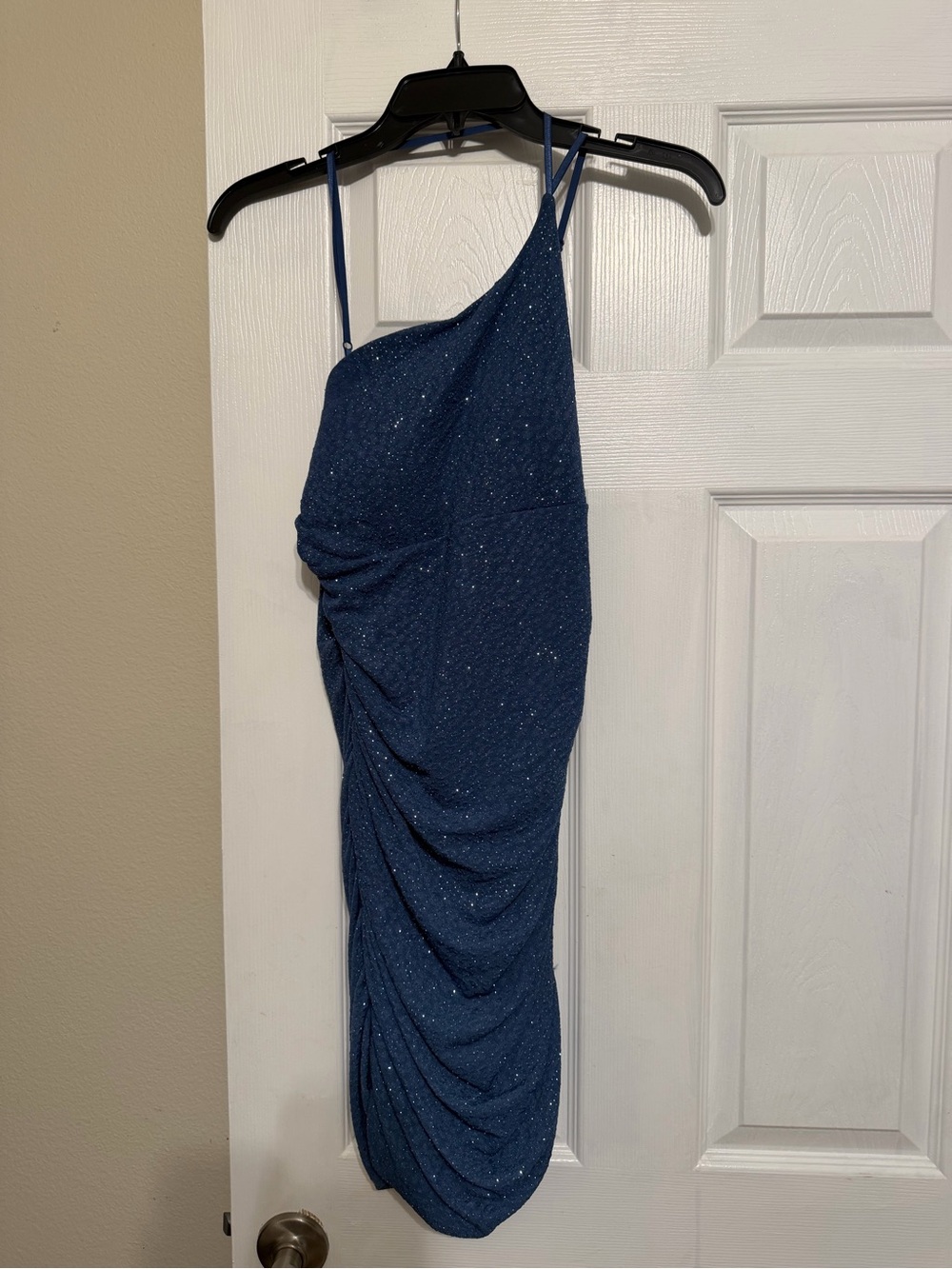 Blue One-Shoulder Ruched Bodycon Homecoming Dress